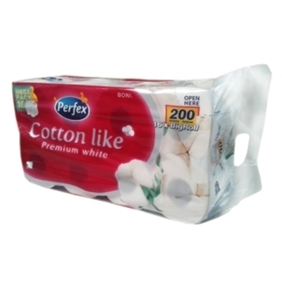Obrázok Perfex Cotton Like Premium White Big Roll toaletný papier 16ks 3vrst.